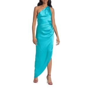 NWT Amanda Uprichard Jaida Silk One Shoulder Asymmetric Maxi Dress Medium $339